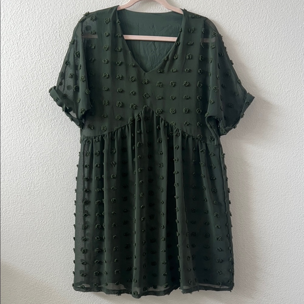 Green Textured Women's Dress size medium EUC